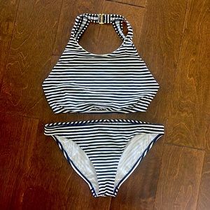 Tory Burch Navy and White Stripe Swimsuit